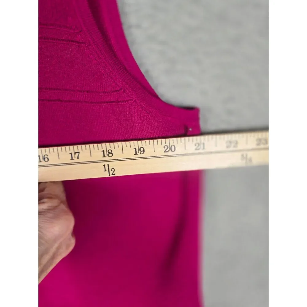 Cable and Gauge Woman Twin Set Cardigan Shell Fuchsia Pink 2X Plus Viscose Knit